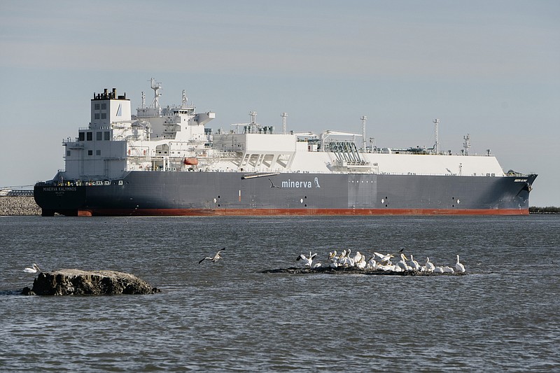 File photo/Brandon Thibodeaux/The New York Times / A LNG tanker docked at Venture Global's Calcasieu Pass LNG facility in Cameron, La., on Dec. 12, 2023.