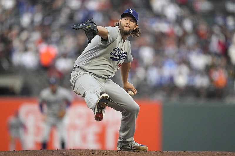AP photo by Jeff Chiu / Clayton Kershaw pitches for the Los Angeles Dodgers during a game against the host San Francisco Giants last Sept. 30.