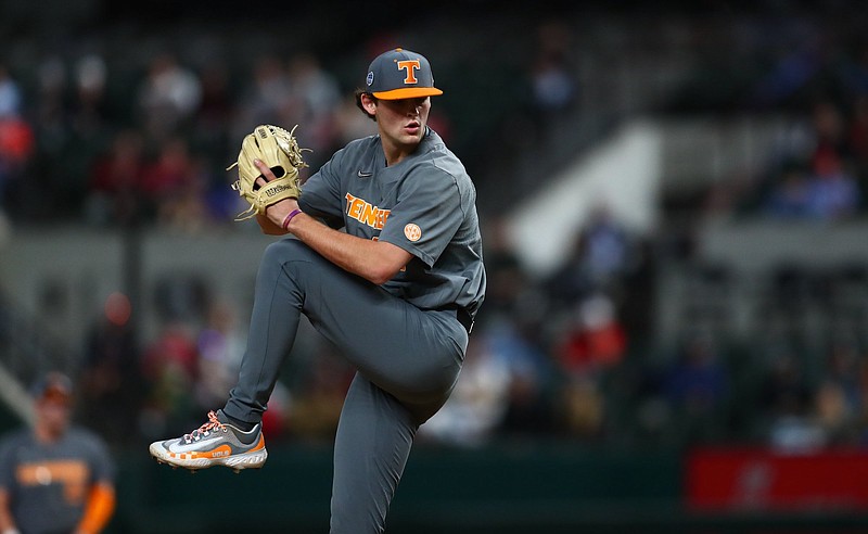Tennessee Athletics photo / Tennessee sophomore pitcher AJ Russell racked up 10 strikeouts Friday night as the No. 9 Volunteers opened their season with a 6-2 downing of No. 21 Texas Tech at the Shriners Children's College Showdown in Arlington, Texas.