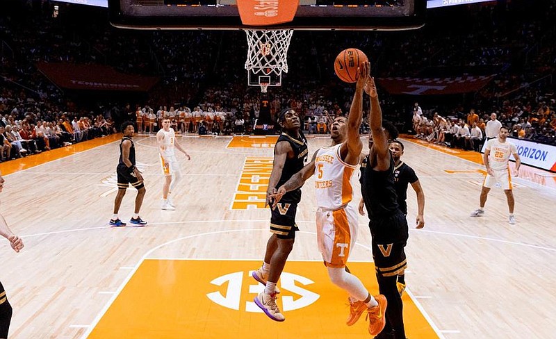 Tennessee Athletics photo / Tennessee junior point guard Zakai Zeigler compiled 14 points, five assists and two steals without committing a single turnover during Saturday night's 88-53 demolishing of Vanderbilt.