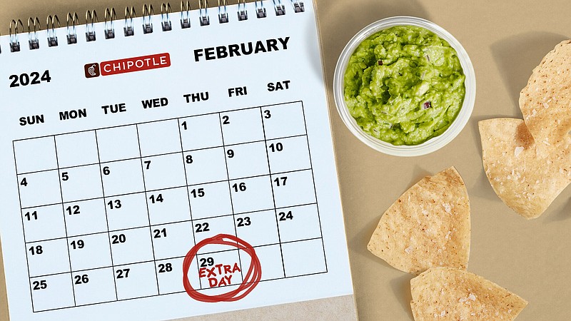 Contributed Photo / Chipotle is celebrating leap day on Feb. 29 with a free guac offer for Chipotle Rewards members who use code EXTRA24 at checkout on the Chipotle app and Chipotle.com.