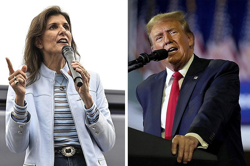 AP File Photos / This combo photo shows Republican presidential candidate former U.N. Ambassador Nikki Haley, left, and Republican presidential candidate former President Donald Trump.