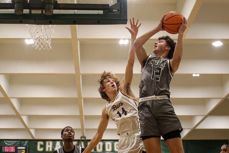 Staff file photo by Olivia Ross / Silverdale Baptist Academy senior basketball player Brett Wright (12) is one of the top scorers in school history for the Seahawks, who will play First Assembly Christian School in Friday's TSAA Division II-A state semifinals at Tennessee Tech.