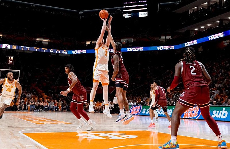Tennessee Athletics photo / Tennessee fifth-year senior guard Dalton Knecht scored 31 points the last time the Volunteers faced South Carolina on Jan. 30, but his teammates combined for just 28 during a 63-59 loss to the Gamecocks in Knoxville.