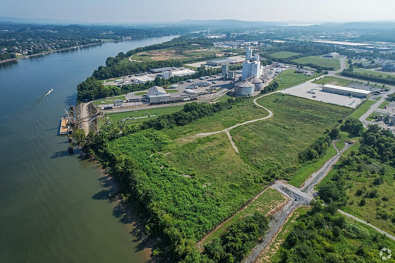 Contributed photo / Urban Story Ventures is planning to build a $28 million industrial building on the vacant site along the Tennessee River off of Amnicola Highway along Riverfront Road. The developers bought the site in 2020 from Southeast Mahindra USA after the tractor assembly plant shut down.