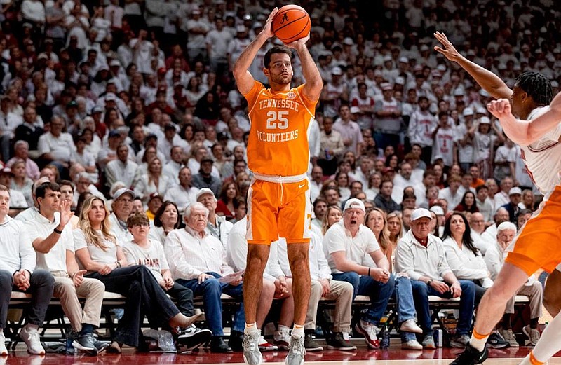 Tennessee Athletics photo / Tennessee fifth-year senior guard Santiago Vescovi, shown in the March 2 win at Alabama, is looking to bounce back in the SEC tournament after being held scoreless in last Saturday's 85-81 loss to Kentucky.