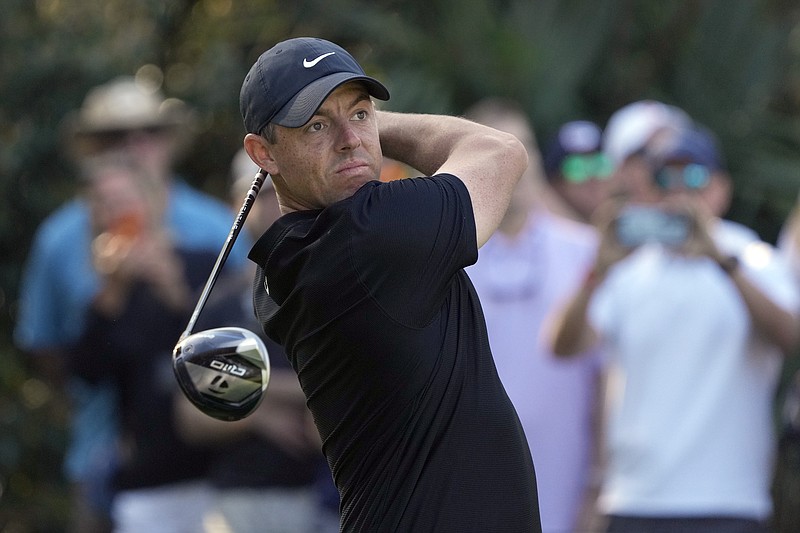 AP photo by Lynne Sladky / Rory McIlroy follows through on his tee shot for the 15th hole of the Stadium Course at TPC Sawgrass during the first round of The Players Championship on Thursday in Ponte Vedra Beach, Fla.