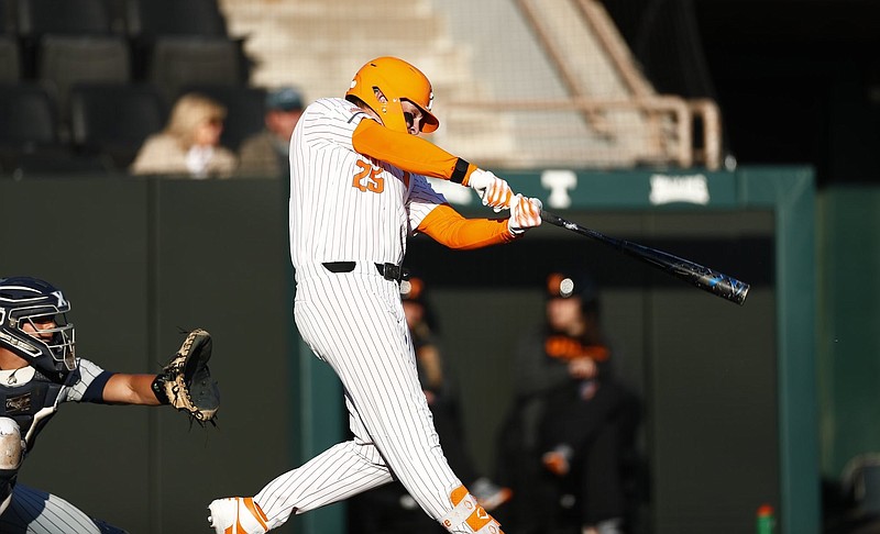 Tennessee Athletics photo / Blake Burke's two-run home run in the first inning Tuesday evening ignited Tennessee's 10-2 thumping of Xavier inside Lindsey Nelson Stadium.