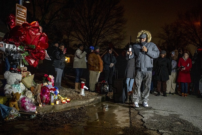 Photo/Desiree Rios/The New York Times / Rodney Wells speaks at a prayer gathering to honor the life of his stepson, Tyre Nichols, at the corner where Nichols was fatally beaten in Memphis, on Jan. 30, 2023. Tennessee Republicans moved on Thursday, March 14, 2024, to overrule a change to the policing of Memphis traffic laws that was a direct response to the death of Nichols.