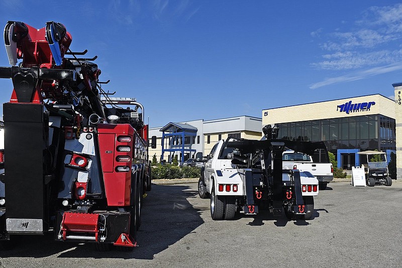 Staff Photo by Robin Rudd / Miller Industries, at 8503 Hilltop Drive in Ooltewah, produces tow trucks, as shown in 2019.