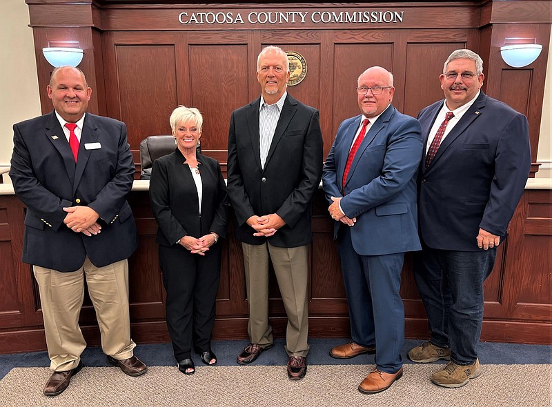 Catoosa County / The Catoosa County Board of Commissioners includes from left, Commissioners Charlie Stephens, Vanita Hullander, Chair Larry Black, Chuck Harris and Jeff Long.