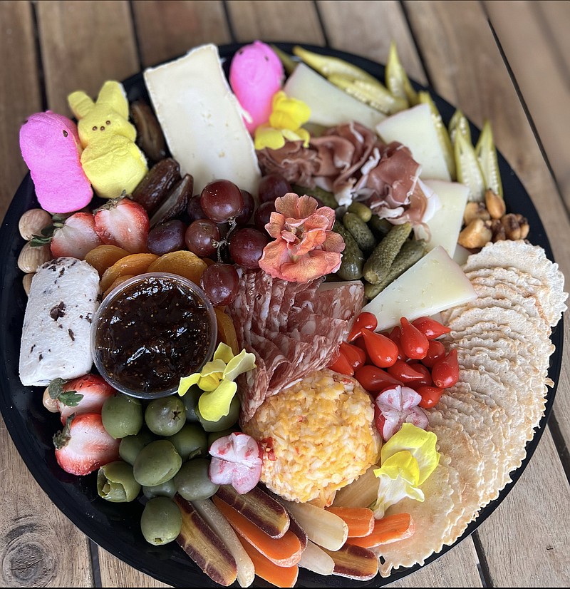 Contributed Photo / The Easter cheese tray at Chattanooga's Bleu Fox Cheese Shop includes the traditional artisan cheeses and meats, with marshmallow Peeps among the colorful accompaniments.