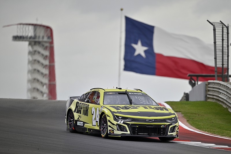 AP photo by Darren Abate / Hendrick Motorsports driver William Byron steers through the 10th turn at the Circuit of the Americas during a NASCAR Cup Series race Sunday in Austin, Texas.