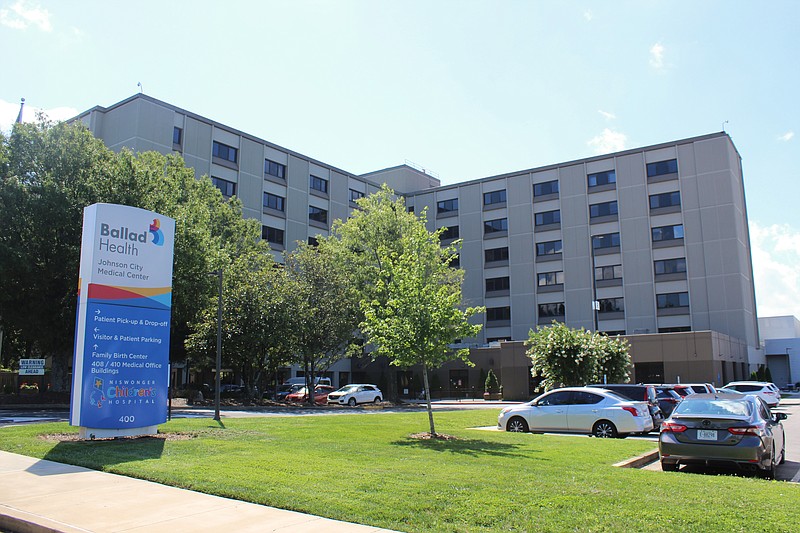 Johnson City Medical Center in Johnson City, Tenn., is a flagship hospital for Ballad Health. The 20-hospital system in the Tri-Cities region of Tennessee and Virginia benefits from the largest state-sanctioned hospital monopoly in the United States. (Brett Kelman/KFF Health News)