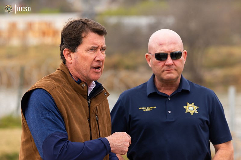 Contributed Photo / U.S. Sen. Bill Hagerty, R-Tennessee, with Hamilton County Sheriff Austin Garrett, speaks last month during a visit to Eagle Pass, Texas.