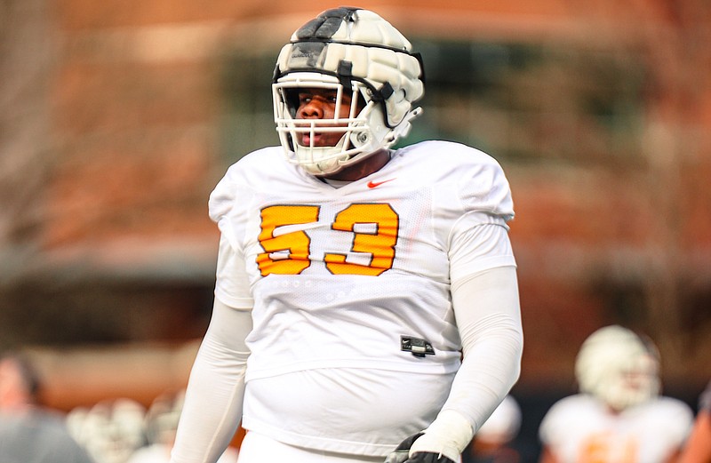 Tennessee Athletics photo / Tennessee sophomore Lance Heard is working as the first-team left tackle this spring after transferring from LSU.