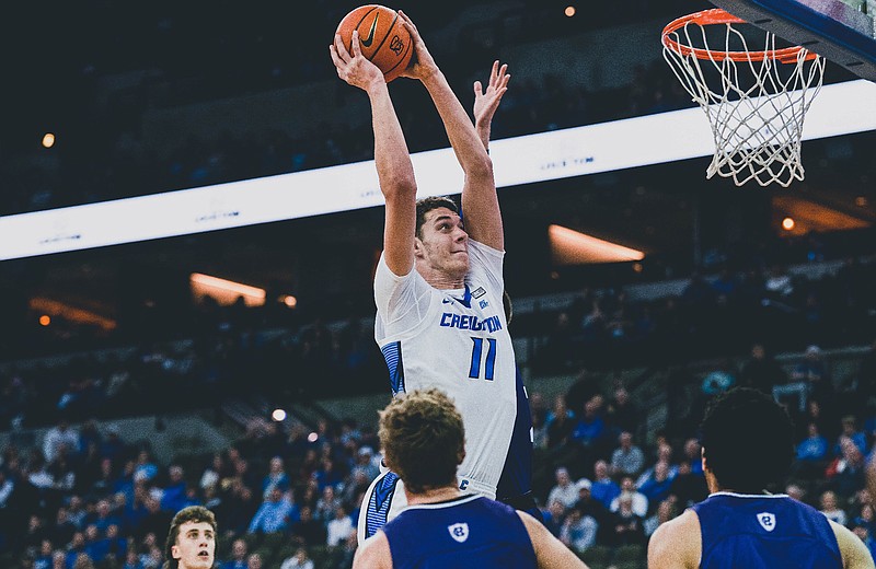 Creighton Athletics photo / Creighton 7-foot-1, 270-pound senior Ryan Kalkbrenner averages 17.4 points and shoots 65.1% from the floor entering Friday night's Sweet 16 matchup against Tennessee in Detroit.