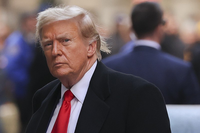 Photo/Yuki Iwamura/The New York Times / Former President Donald Trump arrives for a news conference at 40 Wall Street after a pre-trial hearing at Manhattan criminal court on Monday, March 25, 2024, in New York. A New York judge has scheduled an April 15 trial date in former President Donald Trump's hush money case.