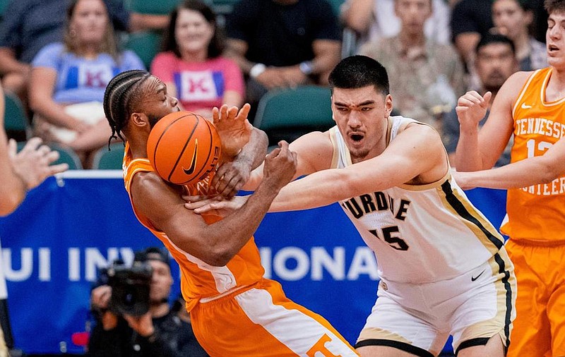 Tennessee Athletics photo / Tennessee was physical with Purdue senior center Zach Edey, and the 7-foot-4, 300-pounder was physical with the Volunteers when the Boilermakers prevailed 71-67 at the Maui Invitational on Nov. 21.