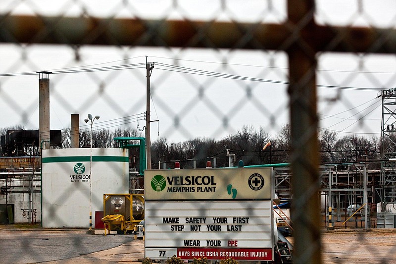 The Velsicol Chemical Corp. plant in Memphis is seen through a fence in 2012. Velsicol is attempting to renew a state-sanctioned permit. (AP Photo/The Commercial Appeal, Kyle Kurlick)