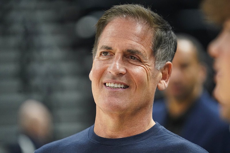 Mark Cuban, owner of the Dallas Mavericks, watches warmups in 2022 before a game in Salt Lake City. Cuban agreed on social media to speak virtually with a marketing class at the University of Tennessee at Chattanooga. (AP Photo/Rick Bowmer)