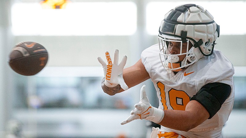 Tennessee Athletics photo by Kate Luffman / Tennessee junior tight end Holden Staes is learning a completely new offense this spring after spending his first two college seasons at Notre Dame.
