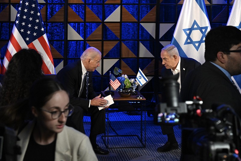 Photo/Kenny Holston/The New York Times / U.S. President Joe Biden meets with Prime Minister Benjamin Netanyahu in Israel amid the Israel–Hamas war on Oct. 18, 2023.