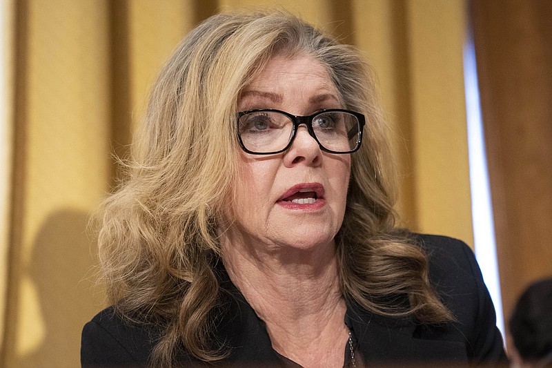 Sen. Marsha Blackburn, R-Tenn., speaks at a Senate Finance committee hearing March 16, 2023, on Capitol Hill in Washington. A new Beacon Center poll shows Blackburn with a 16-point lead over Democratic front-runner state Rep. Gloria Johnson. (AP Photo/Jacquelyn Martin, File)