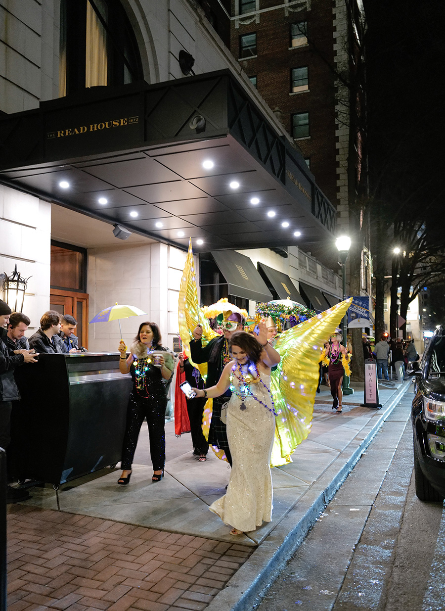 Photo by Mark Gilliland / Guests celebrated Mardi Gras by parading around the Read House.