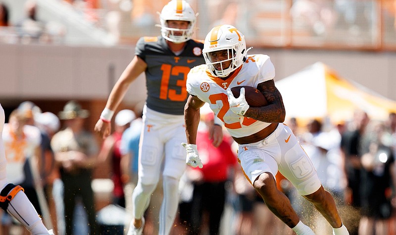 Tennessee Athletics photo by Emma Corona / Tennessee redshirt freshman running back DeSean Bishop had 24 carries in last year's Orange & White Game but didn't play last season due to an ankle injury in August camp.