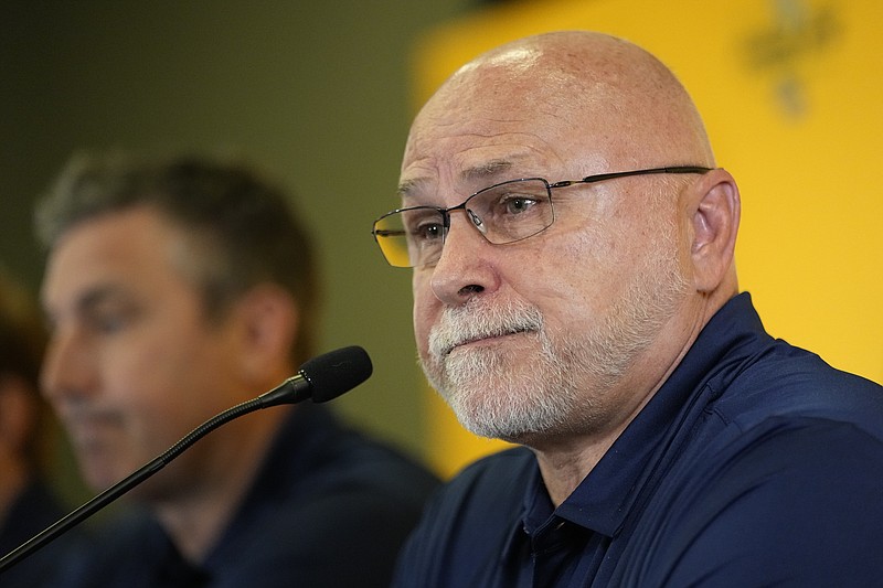 AP file photo by George Walker IV / Barry Trotz returned last year to the Nashville Predators, the team he coached from its first season as an expansion franchise in 1998-99 until 2013-14. He is serving as the Tennessee team's general manager this time around.