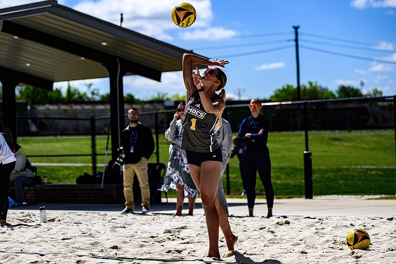 GoMocs.com photo by Ray Soldano / UTC junior Neva Clark repeated as the Ohio Valley Conference's player of the year in beach volleyball this season.