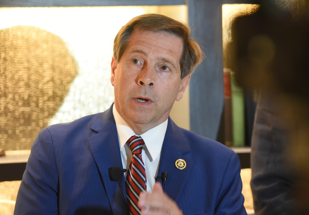 Staff photo by Matt Hamilton / U.S. Rep. Chuck Fleischmann speaks during a press availability at the Read House on Friday.