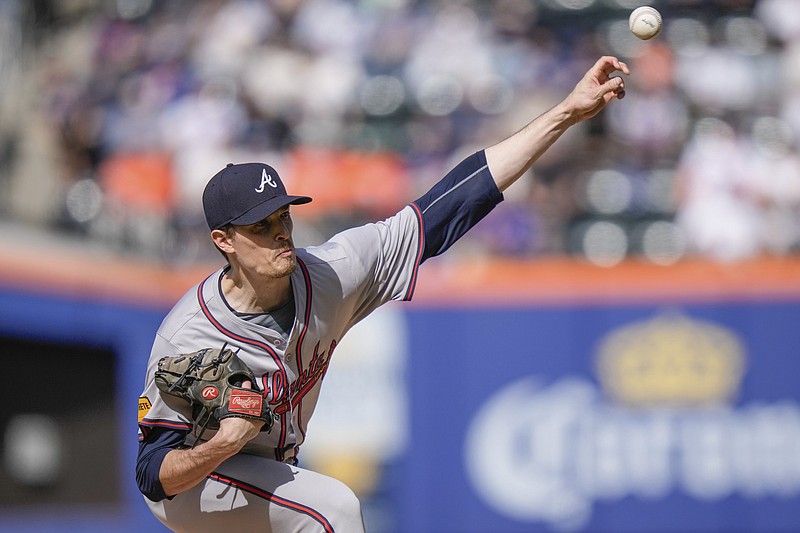 AP photo by Frank Franklin II / Max Fried pitches for the Atlanta Braves during the first inning of Saturday's game against the host New York Mets. Fried went seven innings without giving up a hit, and Joe Jiménez kept the bid going in the eighth before Raisel Iglesias allowed a two-out home run in the ninth for New York's first hit of the game. Atlanta won 4-1.
