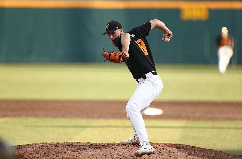 Tennessee Athletics photo / Tennessee pitcher AJ Causey improved to 10-3 this season with Thursday night's 9-3 downing of South Carolina inside Lindsey Nelson Stadium.