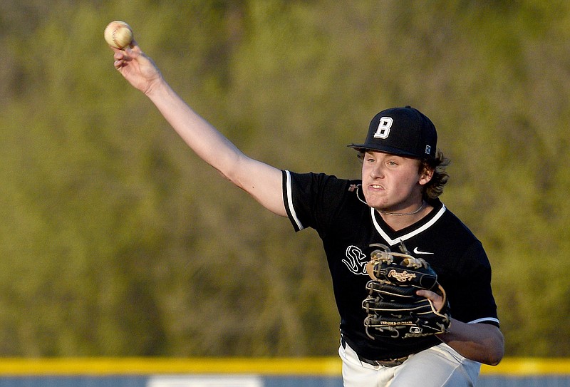 Staff file photo by Matt Hamilton / Bradley Central's Ethan Wilds was the winning pitcher in the Bears' 8-2 home win against Riverdale on Friday to close out their best-of-three sectional series.