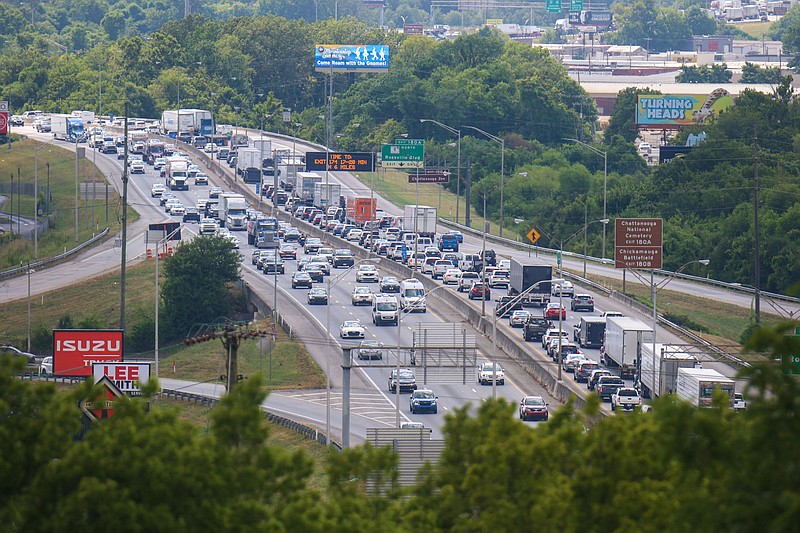 Staff photo by Olivia Ross / Vehicles travel along Interstate 24 on Friday. AAA projects a record high of nearly 71 million Americans are traveling 50 or more miles away from home this week to celebrate Independence Day.