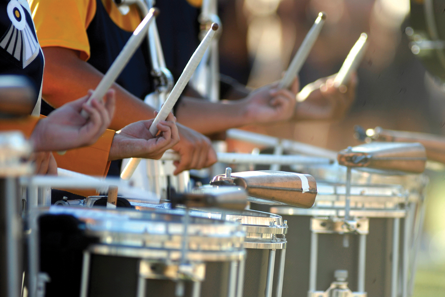 Staff file photo / The UTC marching band drumline preforms before the homecoming game at Finley Stadium.