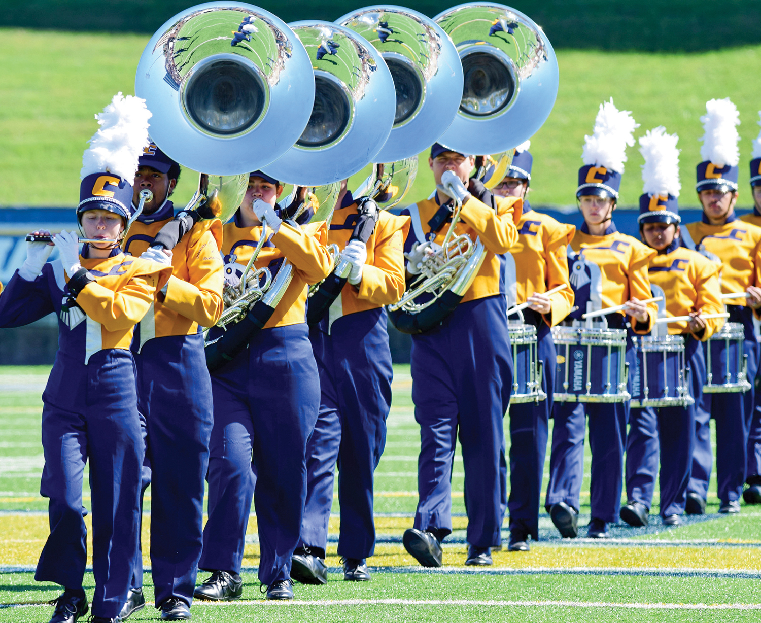 Staff photo by Robin Rudd / Chattanooga's marching band performs the Tennessee Waltz at Finley Stadium.