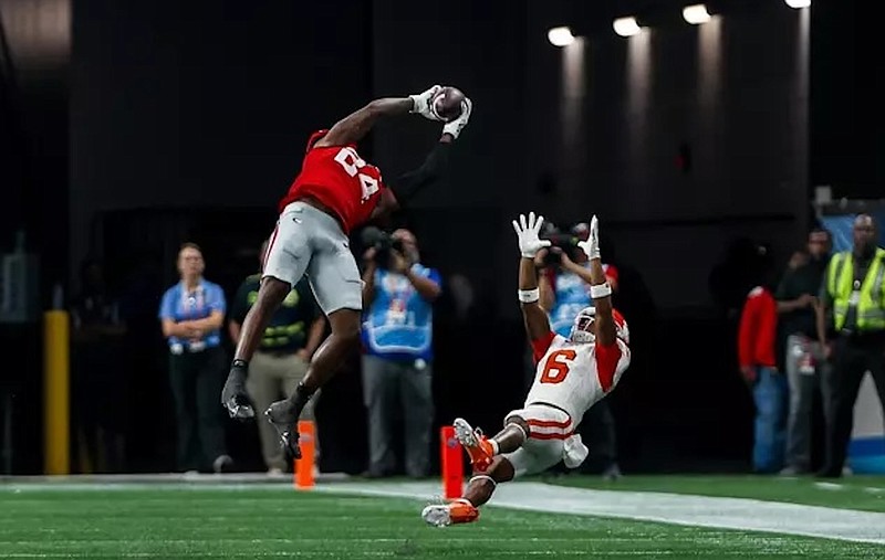 University of Georgia photo by Conor Dillon / Junior defensive back Malaki Starks had an acrobatic interception and played multiple positions during Georgia's 34-3 rout of Clemson on Saturday.