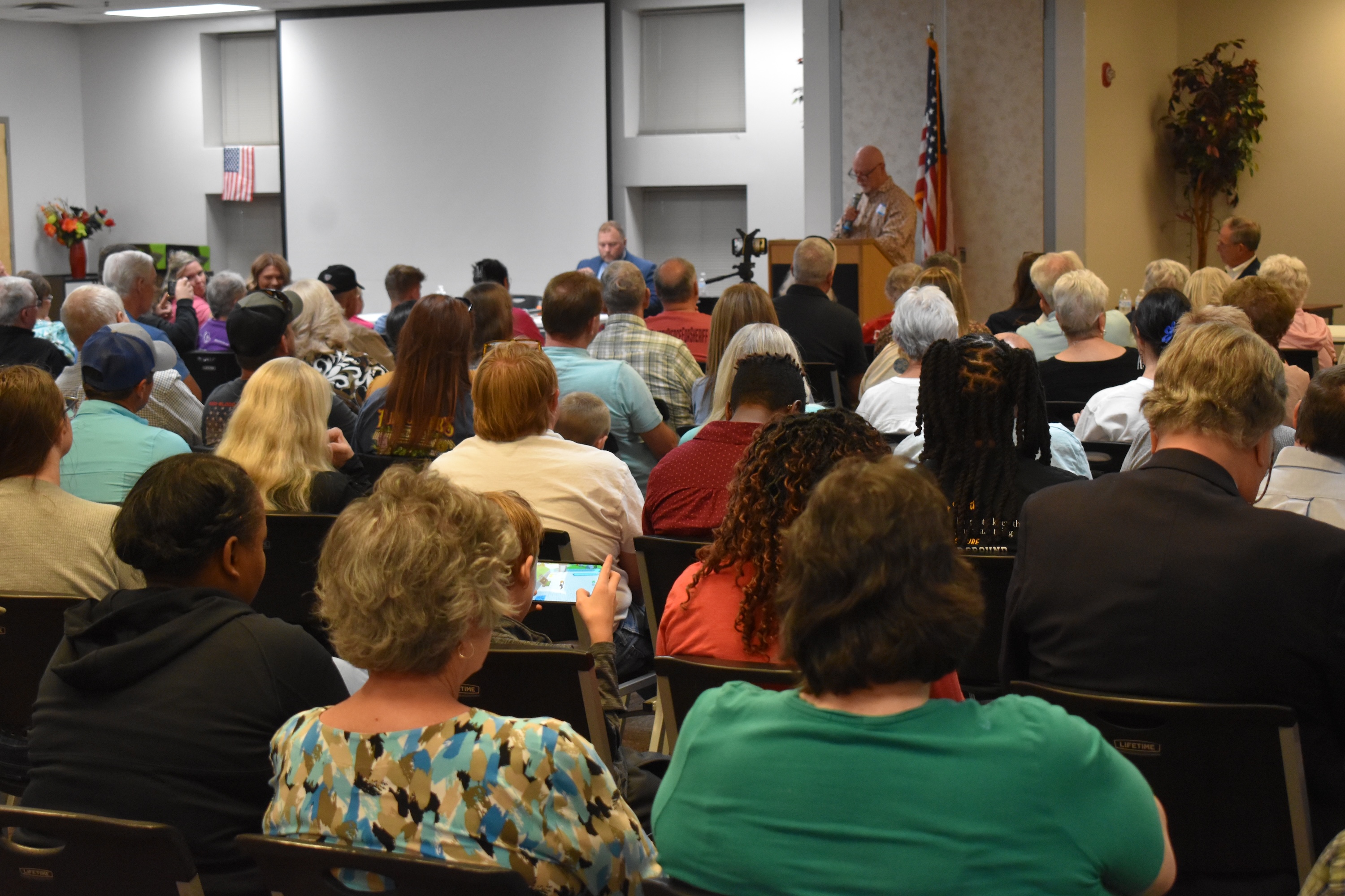 Staff Photo by Andrew Wilkins / About 200 people attended a candidates forum Oct. 8, 2024, in Dalton.