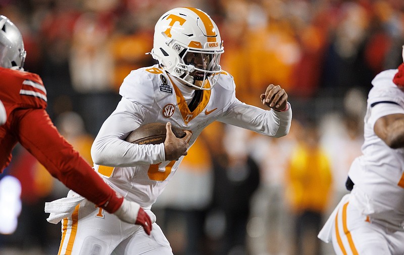 Tennessee Athletics photo by Kate Luffman / Tennessee redshirt freshman quarterback Nico Iamaleava had a career-high 20 rushing attempts along with 31 pass attempts last Saturday night in the 42-17 loss at Ohio State in the College Football Playoff.