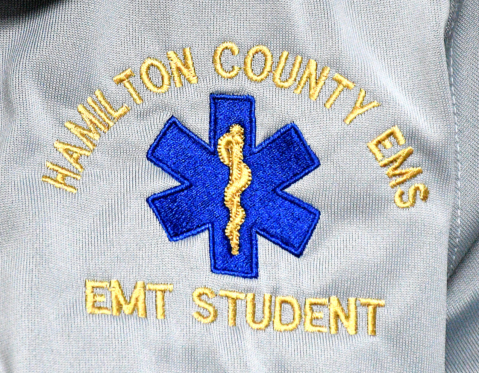 Staff Photo by Robin Rudd / The emblem of Hamilton County EMS adorns one of the student's shirts Jan. 22, 2025. Starting this school year, Hixson High students can receive hands-on training at Hamilton County's EMS Training Center.