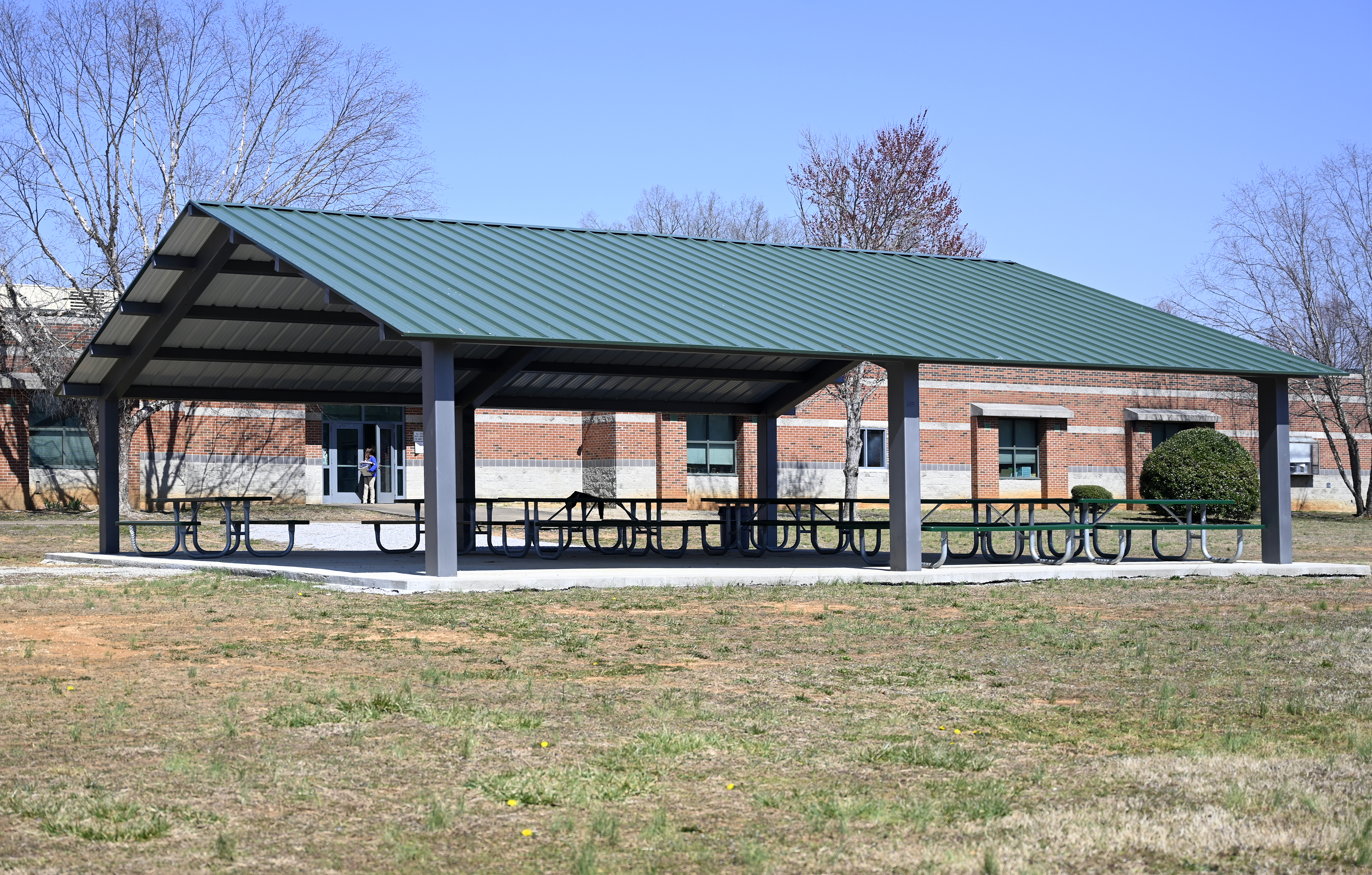 Staff photo by Abby White / The current pavilion that will be renovated as part of the Marshland Discovery Zone is seen March 12, 2025. Eighth grade students at Loftis Middle School are working to create an outdoor learning area with wildlife habitats, observation spaces and hands-on learning environments as part of their project-based learning efforts.