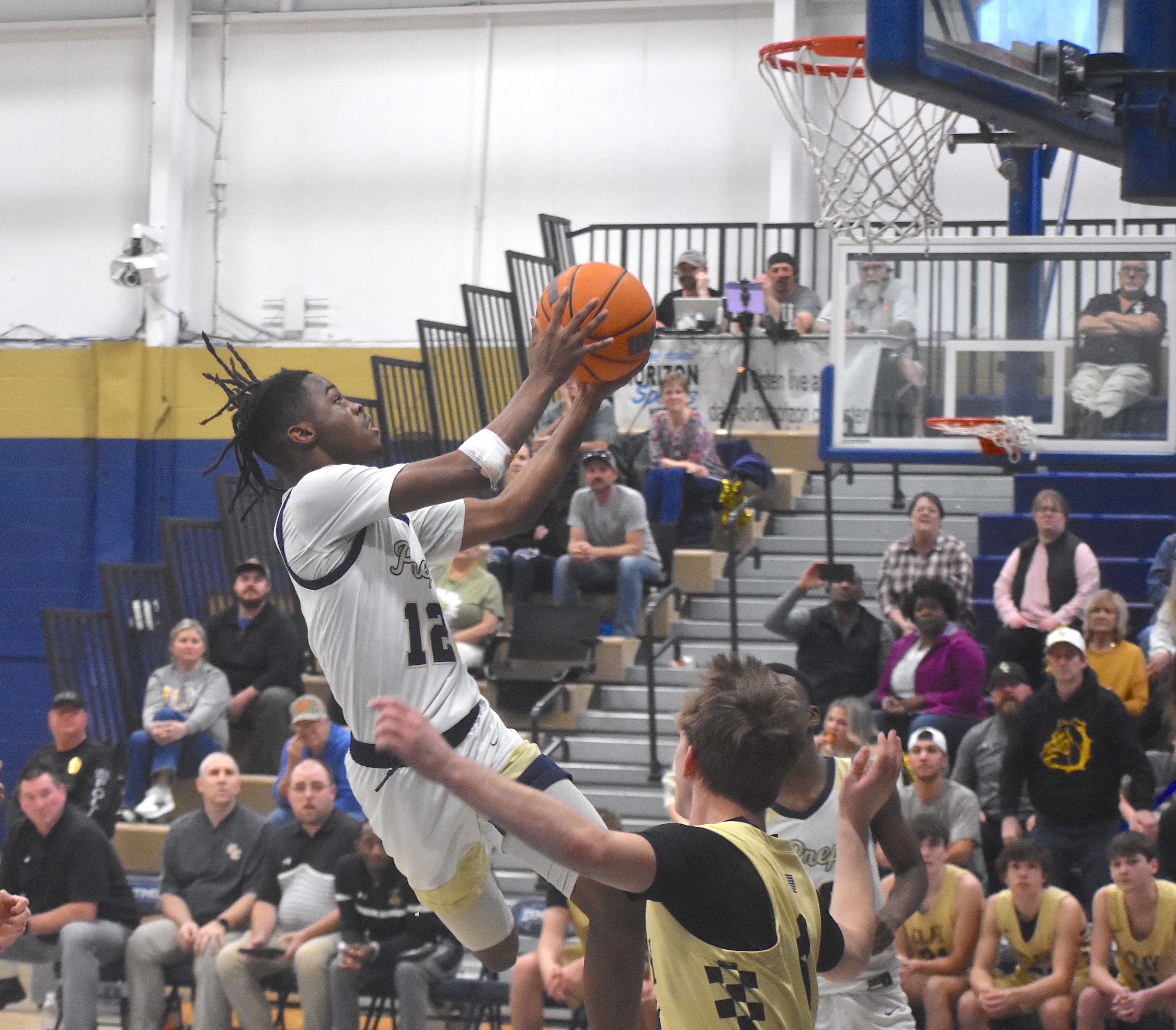 Staff photo by Patrick MacCoon / Chattanooga Prep's Romel Koon was a force on both ends of the floor for the state-bound Sentinels in Monday's 71-45 Class 1A sectional home win over Clay County.