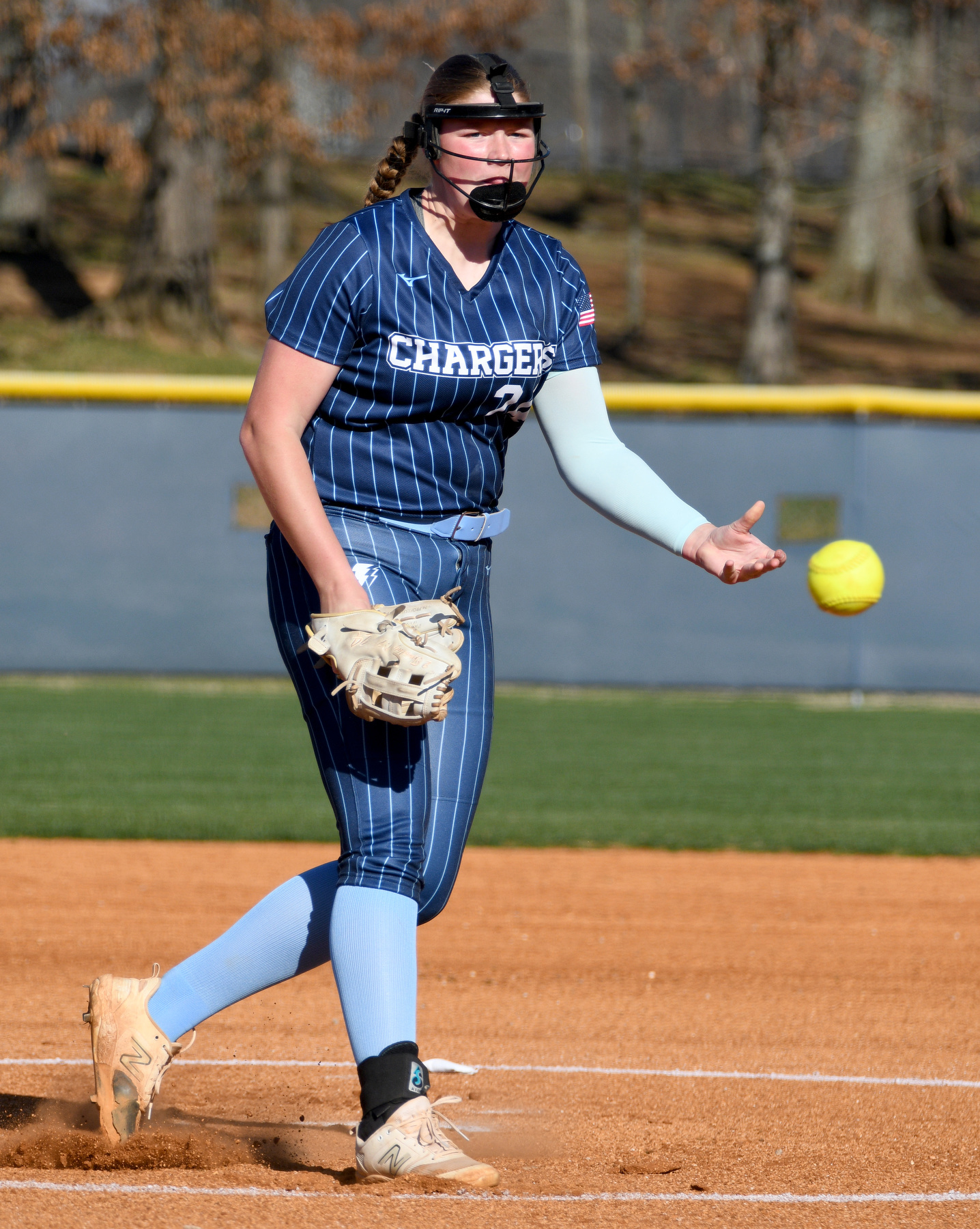 Staff Photo by Robin Rudd / Kylie Black (24) pitches for the Chargers. The Chattanooga Christian Chargers hosted the Silverdale Academy Seahawks in a TSSAA softball game on March 11, 2025.