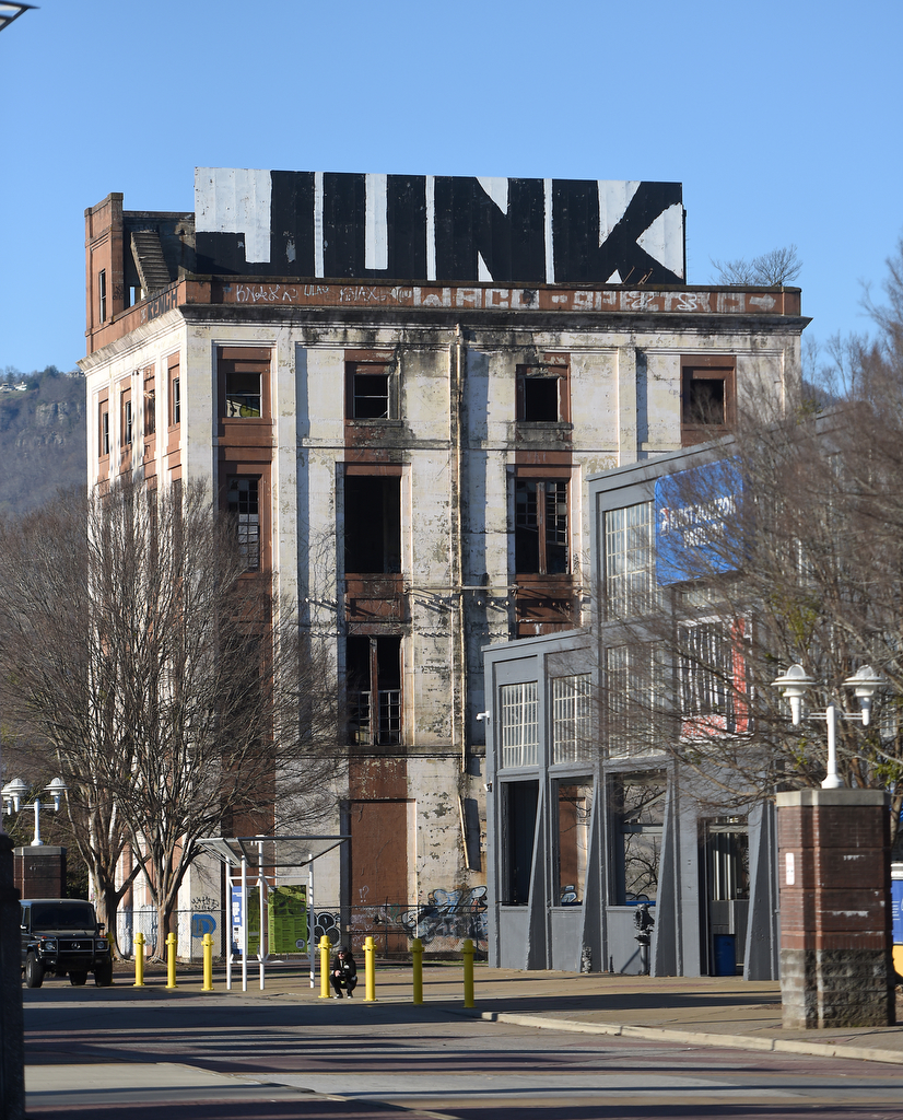Staff photo by Matt Hamilton / The vacant Parkway Towers building is seen March 21, 2025, across from Finley Stadium. A developer wants to demolish the 100-year-old building and put up residences and commercial space, according to a filing with Chattanooga planners.