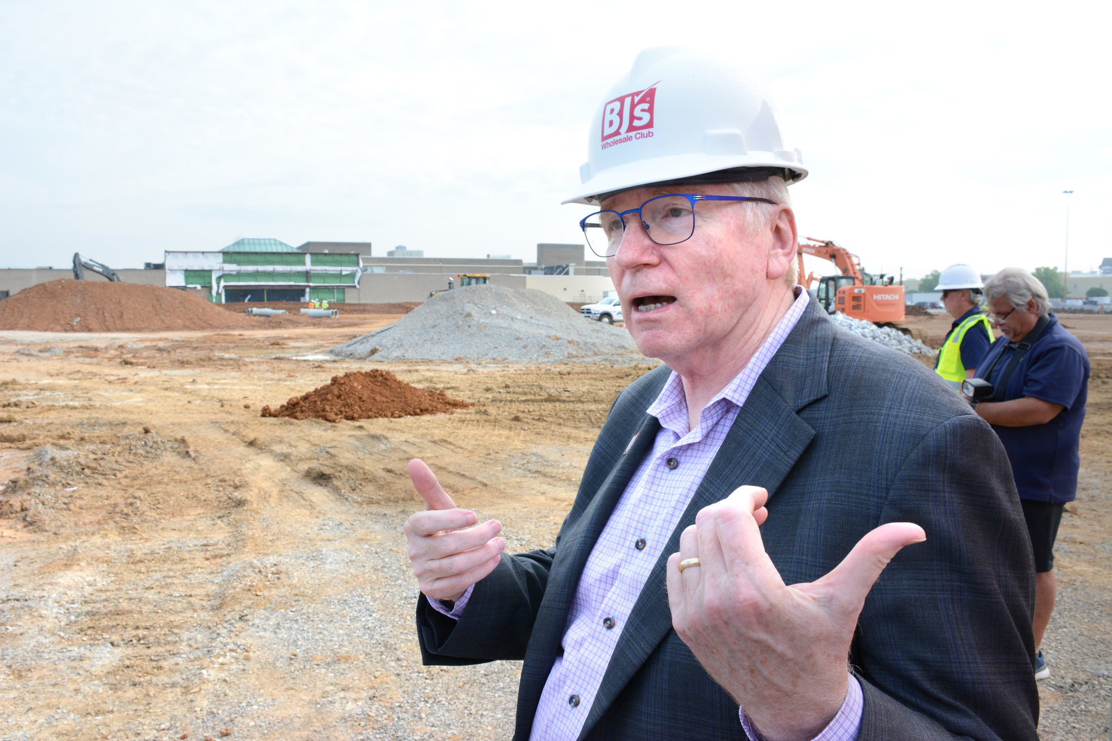 Staff Photo by Robin Rudd / BJ's spokesperson Kirk Saville discusses the plans for the site. BJ's Wholesale Club broke ground April 30, 2025, for its new location in Chattanooga at the former Sears at Northgate Mall.