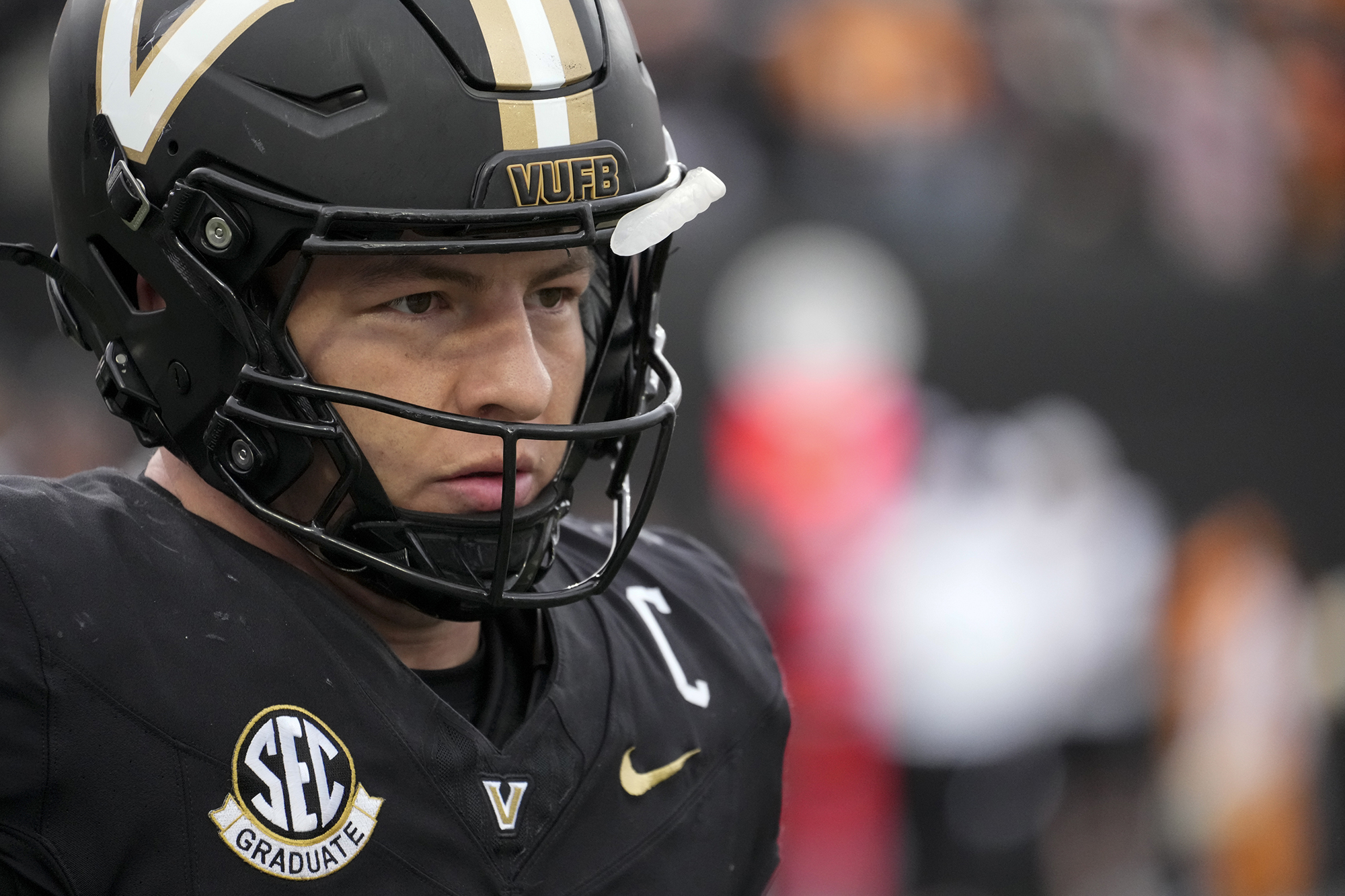 AP photo by George Walker IV / Vanderbilt quarterback Diego Pavia plays in the regular-season finale against Tennessee on Nov. 30 in Nashville.