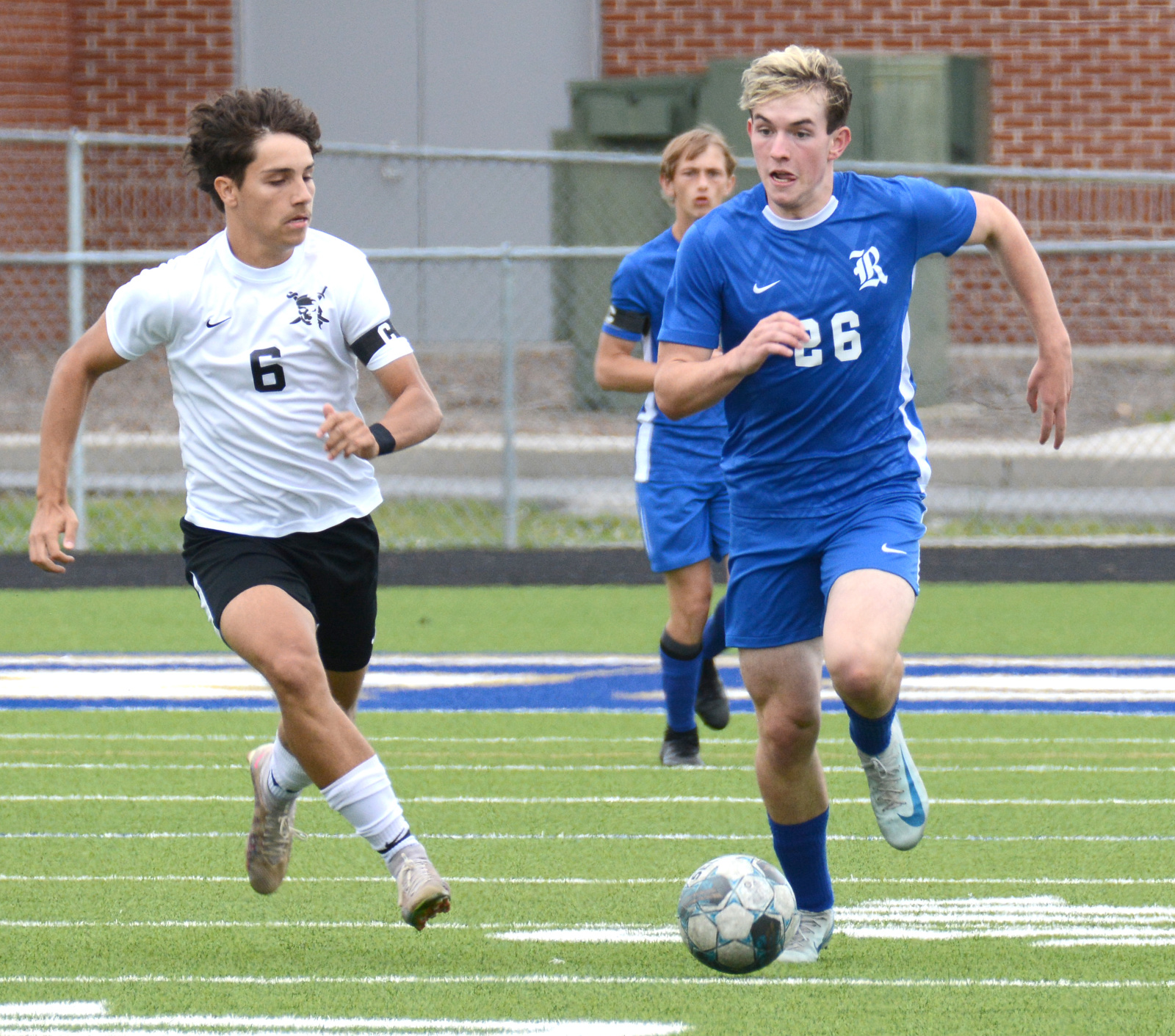 Staff Photo by Robin Rudd / Ringgold's Xander Strawbridge (26) breaks down the field. Ringgold hosted Shaw in the GHSA boys state soccer tournament on May 5, 2025.